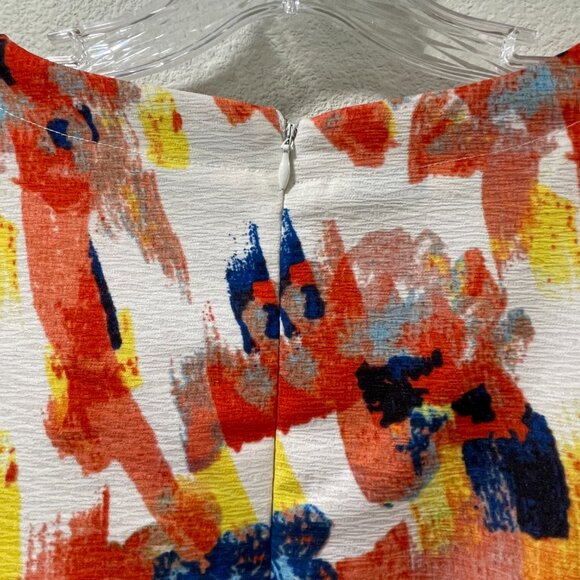 (NEW) VERY J Mini  Short Sleeve Peekaboo Midriff, Floral Ivory/Orange/Multi - L - Picture 8 of 11